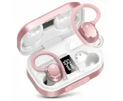 Wireless Earbuds V5.3 Bluetooth 120H Playtime Mini IPX7 Waterproof Deep Bass Over-Ear Earphones for Running Sports-Pink