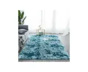 Tie Dye Rugs Soft Shaggy Fluffy Rugs - Living Room Bedroom Girls Kids Room Home Decor Non-Slip Rugs-Peacock blue