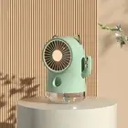 Green Misting Desk Fan Fortune Cat Shape Multifunction Nano Spray 3 Speeds GH