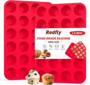 2 Pack Silicone Muffin Pan, Silicone Mini Muffin Pan 24, Mini Cupcake Pans, Mini