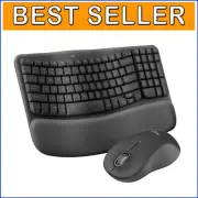 Ergonomic Wireless Keyboard and Silent Mouse for Windows/Mac - Wave Keys MK670