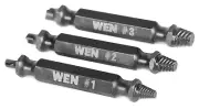 WEN DBX003 Screw Extractor Kit, Impact-Rated 3-Piece Set with Double-Ended Bits