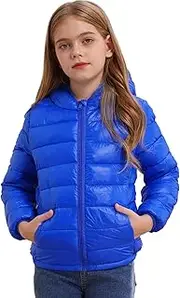 [TiaoBug] Boys Girls Hooded Winter Puffer Jackets Lightweight Windproof Down Coat Warm Quilted Padded Outwear