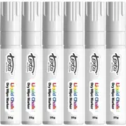 Texta Jumbo Liquid Chalk Markers Dry Wipe Chisel Tip 15mm White 6 Pack