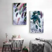 Colourful Peacock Feather Framed Canvas Print Abstract Living Room Wall