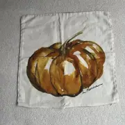 Pottery Barn Linen/Cotton Painted Pumpkin Patch Pillow Cover NWOT 20x20” Square