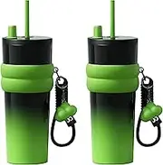 Insulated Coffee Tumblers with Dual-use Lid and Straw Double Walled Iced Travel Coffee Mug for Woman and Man Stainless Steel Tumbler with Handle 700ml