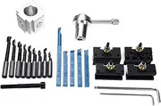Tools 19Pcs Mini Quick Changes Tool Post Holder Set + 3/8 Inch Boring Bar + Indexable 3/8 Inch Lathe Tools Kit Lathes Drill Chuck