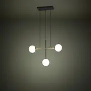 Paz Pendant Light 3 Light - Black and Brushed Brass / Opal Glass