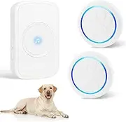 Dog Door Bell for Potty Training Wireless Doggie Doorbell to Go Outside 1000FT Long Range Super-Light Touch Button 60 Chimes & 5 Adjustable Volume Levels IP55 Waterproof(1 Receiver+2 Button)