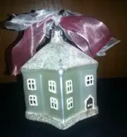 Crate & Barrel Blown glass Ornamnt Silver House new in box
