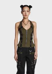 [Tripp NYC] Army Multi Eyelet Corset Top