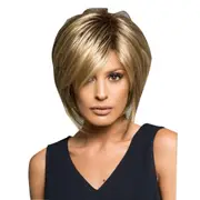 Women Short Curly Silk Wig - Light Gold