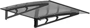 Instahut Window Awning, 1m x 1m Metal Frame Transparent Panel Outdoor Door Canopy Sun Shade Shelter with Black Bracket, Patio Terrace Garden Baconly Porch Shield Rain Snow Eaves Cover Protector Grey