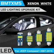 8Pcs White Car Interior LED Map Lights Pack Kit for JEEP COMPASS 2007-2016 +Tool (for: Jeep)