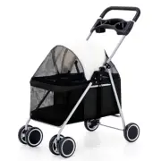 Foldable Pet Stroller Pram Dog Cat Carrier Cage Travel Pushchair 4 Wheels
