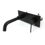 WELS 9L/M Black Basin Mixer Bath Tub Wall Mounted Faucet Tap Round Water Spout