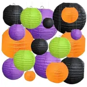 18 Pcs Paper Lantern Set Halloween Party Decorations, Assorted Sizes Round