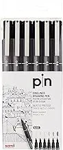 Uni Pin Fineliner Drawing Pen - Sketching Set - Black Ink - 0.03 to 0.8mm - Set of 6