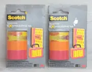 2 Pack! Scotch Expressions Magic Tape Southwestern Orange Pink 2013 NIP