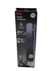 GE Pro 6-Outlet Surge Protector, 4 Ft Extension Cord, 840 Joules, Power Strip,