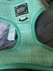 Sassy Woof Dog Harness Green With Plaid Small Adjustable
