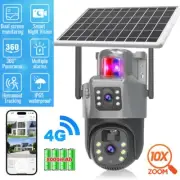 Solar 4G LTE Cellular Wildlife Trail Camera Dual lens PTZ Security Cam 10X Zoom