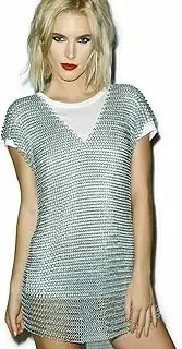 Aluminium Chainmail Shirt BUTTED Aluminum Chain Mail Haubergeon Medieval-Medium