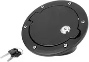 Aluminium Gas Cap Cover Fuel Filler Door Cover Compatible For Jeep Wrangler JK 2007-2017& Unlimited 4-Door 2-Door(Black with key)