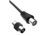 1.5m Avico TV Antenna Cable Male To Male Plug Flylead Coax Black With FF Adaptor