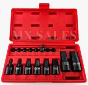 16PC PRO HEX ALLEN MASTER IMPACT SOCKET BIT SET SAE CR-MO 1/4",3/8",1/2"