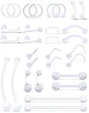 [Jenxnjsjo] Piercing Retainer Plastic Belly Button Rings Clear Nose Rings for Work Clear Piercing Retainers Clear Nose Piercing Septum Retainer Nose Piercing Retainer Piercing Kit Nose Retainer