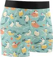 [FRODOTGV] Art Birds Branches Men's Boxer Briefs Shorts Athletic Underwear for Men Compression Boxer Para Hombre