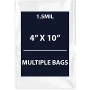 1.5Mil 4" X 10" | LDPE Clear Flat Poly Bags, Flexible & Durable | Multiple Bags