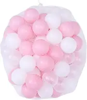 HONITANO 100Pcs Crush Ocean Balls for Soft Plastic White Pink for Ball Pits Bathtubs Playgrounds Packaged Mesh Bag