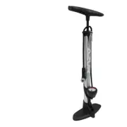 Azur Alloy Clever Valve Floor Bike Pump With Gauge - Silver