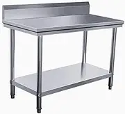 GUAWJRZDP Stainless Steel Table, Steel Prep Table, Food Prep Worktable, Heavy Duty Commercial with Undershelf and Backsplash, for Restaurant Kitchen Home and Hotel(L120xW80cm/47.2x31.4in)