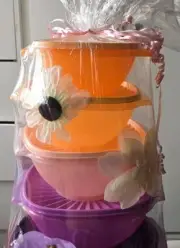 Tupperware Servalier Set bottom bowl switch to two round canisters