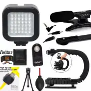 VIDEO LED LIGHT + VIDEO GRIP + ZOOM MICROPHONE FOR NIKON D3100 D3400 D3500 D5600