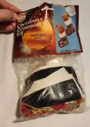 Vtg Holiday Christmas Beaded Sequin Ornament Craft Kit Christmas Boot # 3472
