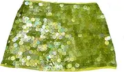 [Owl's-Yard] Women Y2k Sequin Mini Skirt Sparkly Sexy Side Split Tie Up Low Rise Glitter Bodycon Skirts Hip Party Shiny Skirt