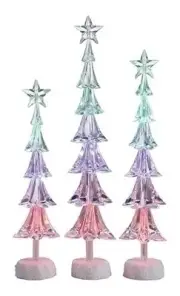 Roman 3 Icy Crystal LED Slim Christmas Tree Star Christmas Table Figures 16"