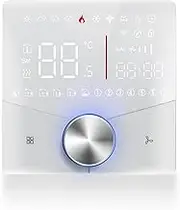 Smart Air Conditioner Controller, WiFi Thermostat LED Panel with Capacitive Touch Buttons, 8 Lighting Effects, Support Both Cooling and Heating Functions (White)