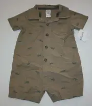 New Carter's Boys 12m 1 piece Romper Outfit Polo Handsome Red w Lizard Print