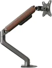 Monitor Stand 17-32" Fully Adjustable Monitor Arm,Single Monitor Mount - Wood Grain Single Monitor Arm Desk Mount with VESA 75/100mm, Hold up to 19.8 Lbs Monitor Arm