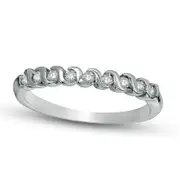 0.20 CT. T.W. Natural Diamond Nine Stone "S" Wave Anniversary Band in Sterling Silver