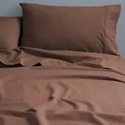 Canningvale Single Cozi Cotton Sheet w/ Pillowcase Set - Nutmeg