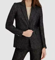 Anne Klein Women's Black Metallic Single-Button Blazer Jacket Size 16