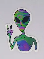 Alien Peace Colorful Sticker Decal