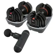 NonZero Gravity PowerDyne 55lbs Adjustable Dumbbell Set with Therapy Massage Gun